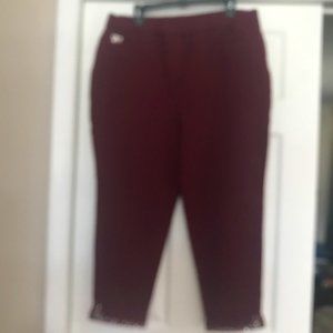 DREAM JEANNES: RED BURGUNDY JEANS WITH RHINESTONE TRIM SIZE XL SHORT
